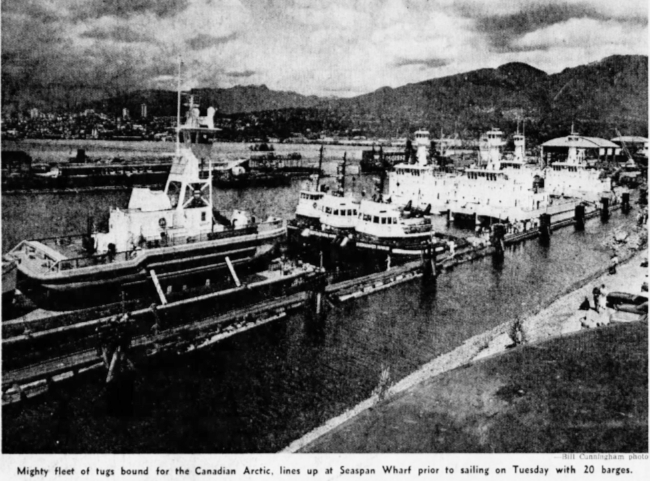 Mighty fleet of tugs bound for the Canadian Arctic, July 1973