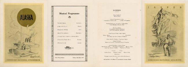 Canadian National Steamship Prince Robert - July 23, 1937 dinner menu