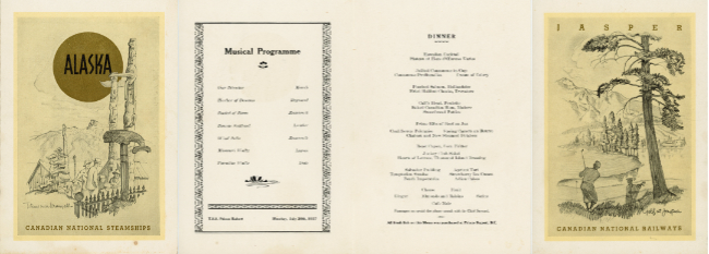 Canadian National Steamship Prince Robert - July 26, 1937 dinner menu