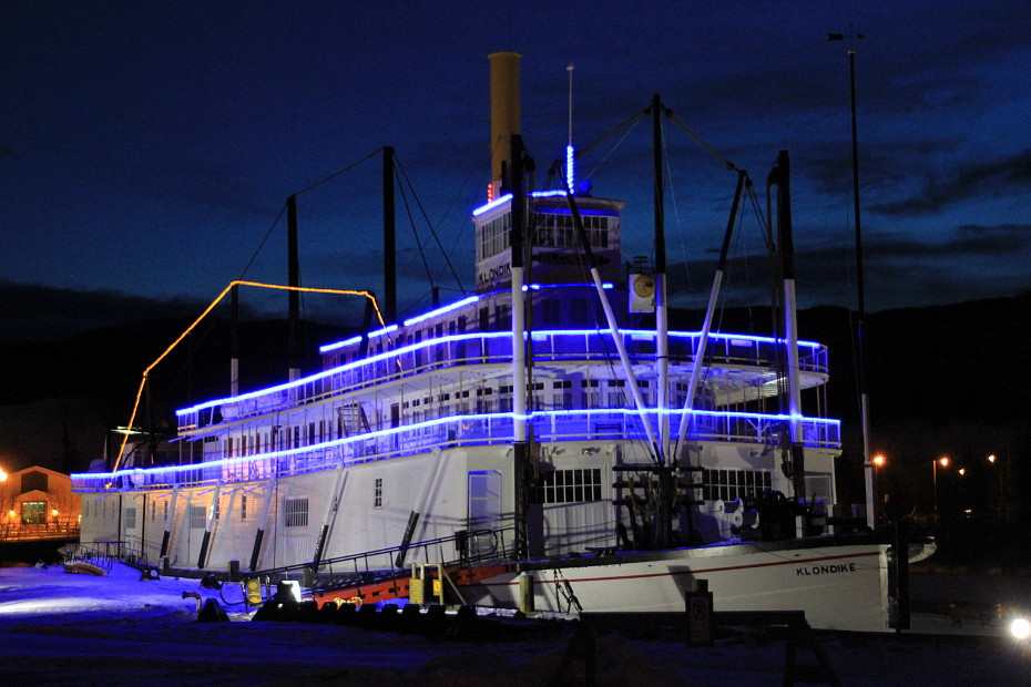 The S.S. Klondike decorated for Christmas
