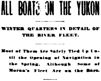 Headline: Location of All Boats on the Yukon River, January 1899