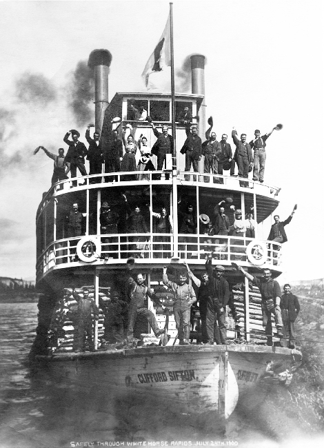 Sternwheeler Clifford Sifton running Miles Canyon, July 24, 1900.