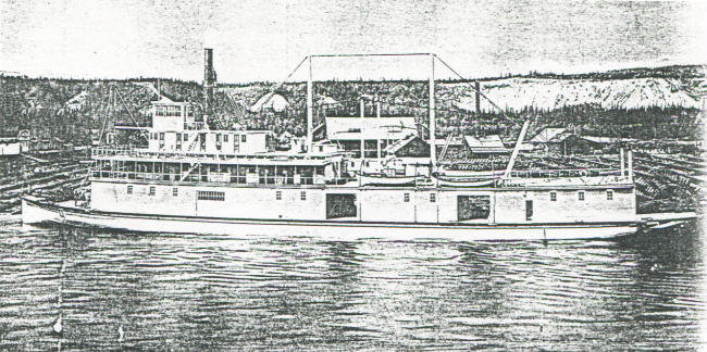 The Yukon River sternwheeler Klondike at Whitehorse shipyards, probably just after she was launched in 1929