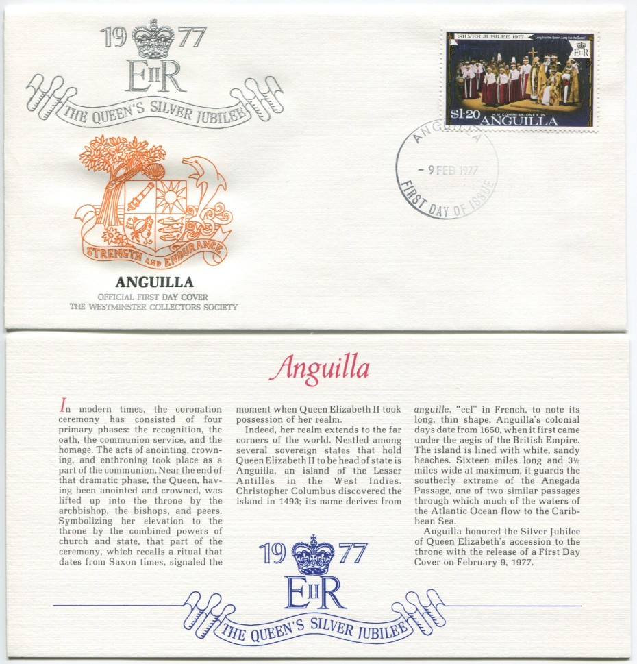 Anguilla First Day Cover from the Queen Elizabeth II Silver Jubilee Series, 1977