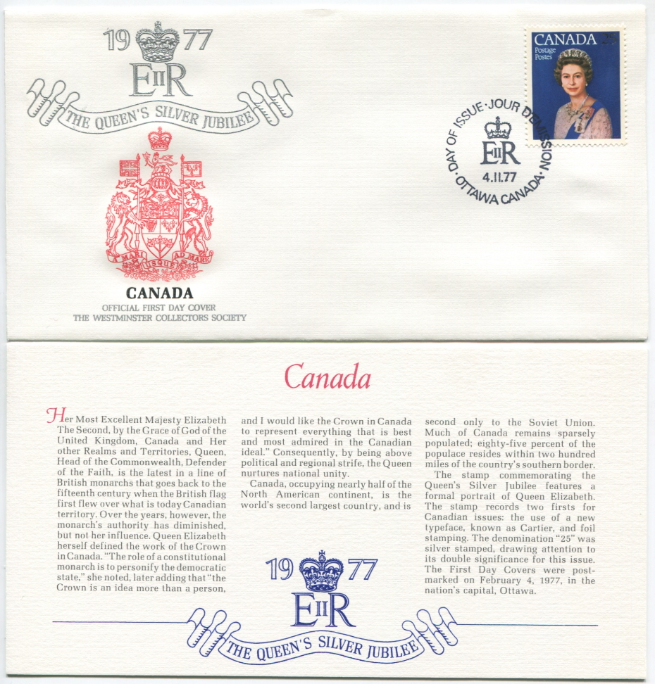 Canada First Day Cover from the Queen Elizabeth II Silver Jubilee Series, 1977