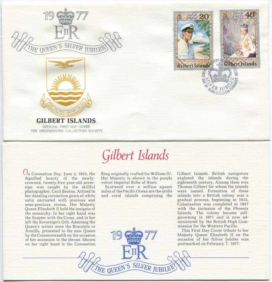 Gilbert Islands First Day Cover from the Queen Elizabeth II Silver Jubilee Series, 1977