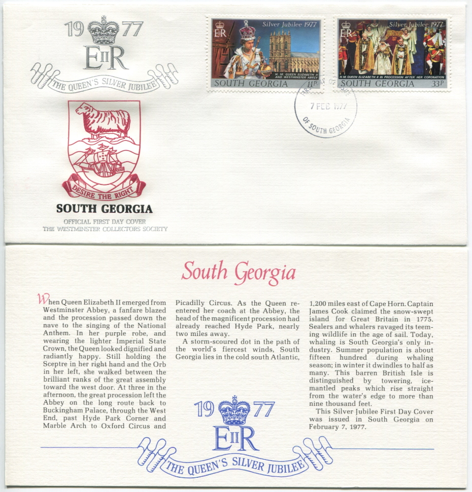 South Georgia First Day Cover from the Queen Elizabeth II Silver Jubilee Series, 1977