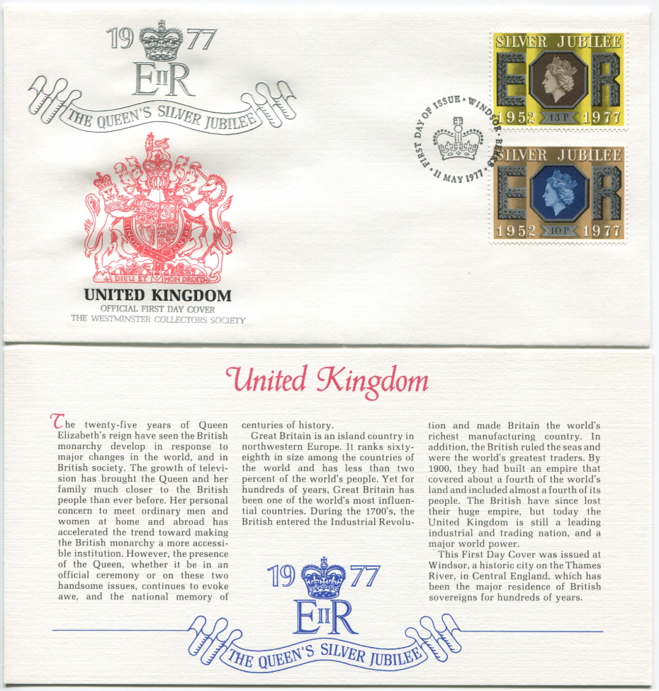 United Kingdom First Day Cover from the Queen Elizabeth II Silver Jubilee Series, 1977