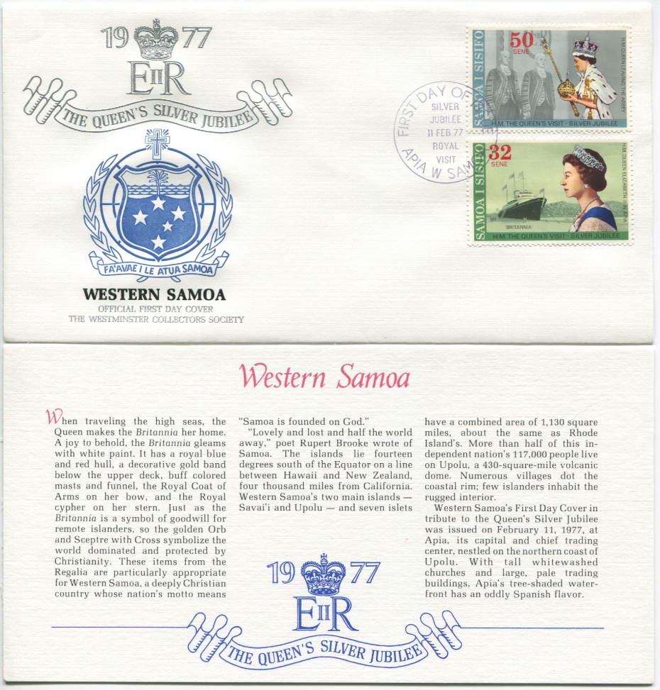 Western Samoa First Day Cover from the Queen Elizabeth II Silver Jubilee Series, 1977