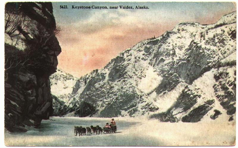A dog sled in Keystone Canyon, Alaska