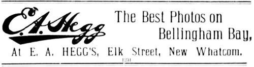 Ad for E. A. Hegg - The best photos on Belligham Bay, April 5, 1891
