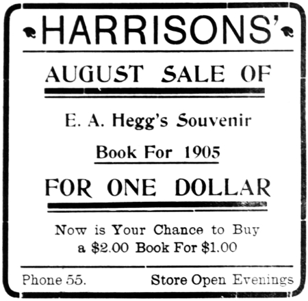 Ad for E. A. Hegg's book of Alaska views - Skagway, August 4, 1905