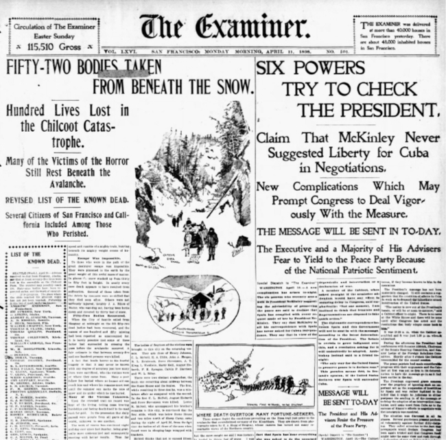 Three Hegg photos were used for The Examiner's feature on the Palm Sunday avalanche on April 11, 1898.