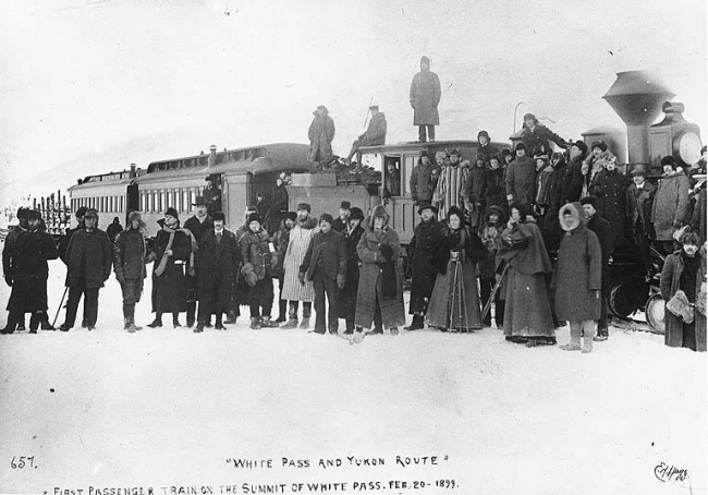 The invited guest at the celebration of the completion of the WP&YR railroad to the summit of the White Pass, February 20, 1899.