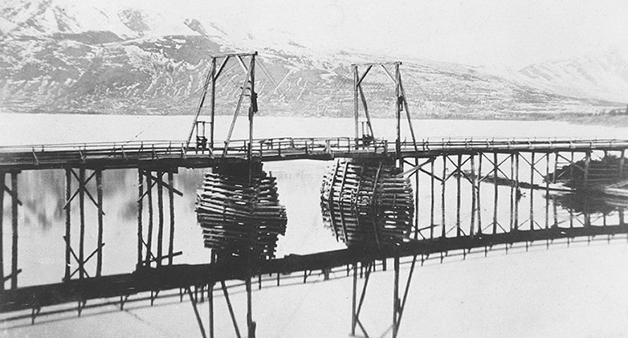 Wagon bridge at Carcross, Yukon, in 1905