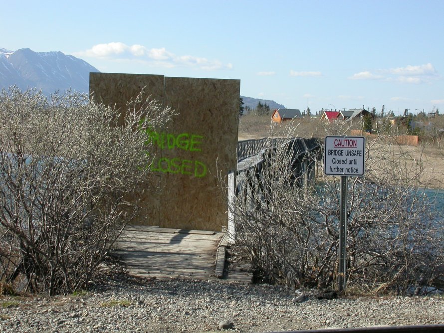 The old wooden footbridge at Carcross, Yukon, in 2007