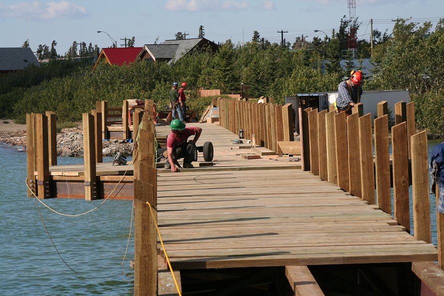 Construction of a new steel footbridge at Carcross, Yukon, in 2007
