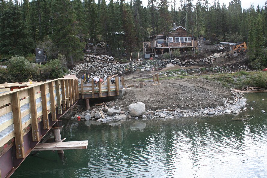 Construction of a new steel footbridge at Carcross, Yukon, in 2007