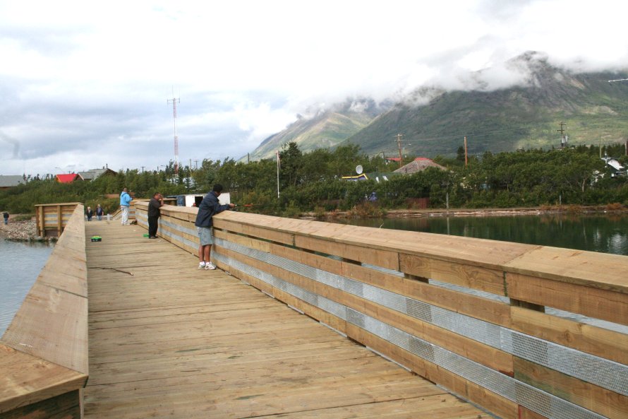 Construction of a new steel footbridge at Carcross, Yukon, in 2007