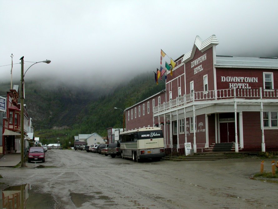 A tour bus in Dawson City, Yukon Territory