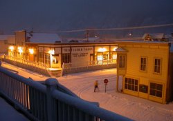 Red Feather Saloon in Dawson in the winter