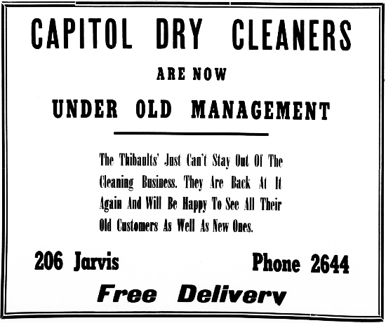 Capital Dry Cleaners are no Under Old Management, 1956