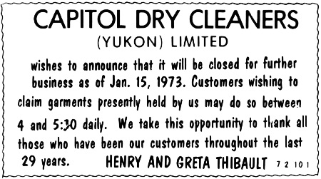 On January 15, 1973, Capital Dry Cleaners closed forever after 29 years in business.