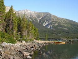 Camping on Boundary Island, Lake Bennett, Yukon