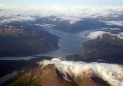 Aerial view of Carcross and Lake Bennett