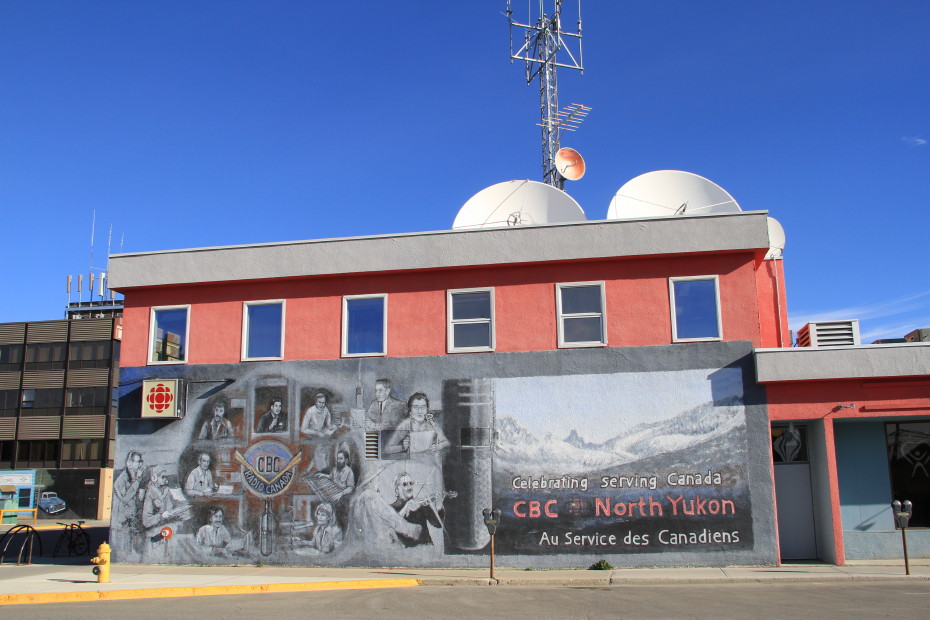 Mural by Colin Alexander, on the CBC Yukon offices in Whitehorse, Yukon