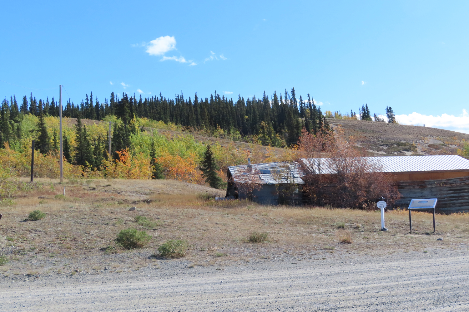 The interpretive signage area at Champagne, Yukon, on September 14, 2025.