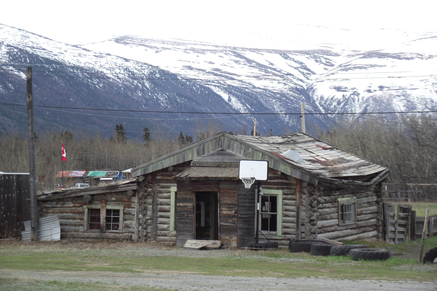 An abandoned log cabin at Champagne, Yukon.