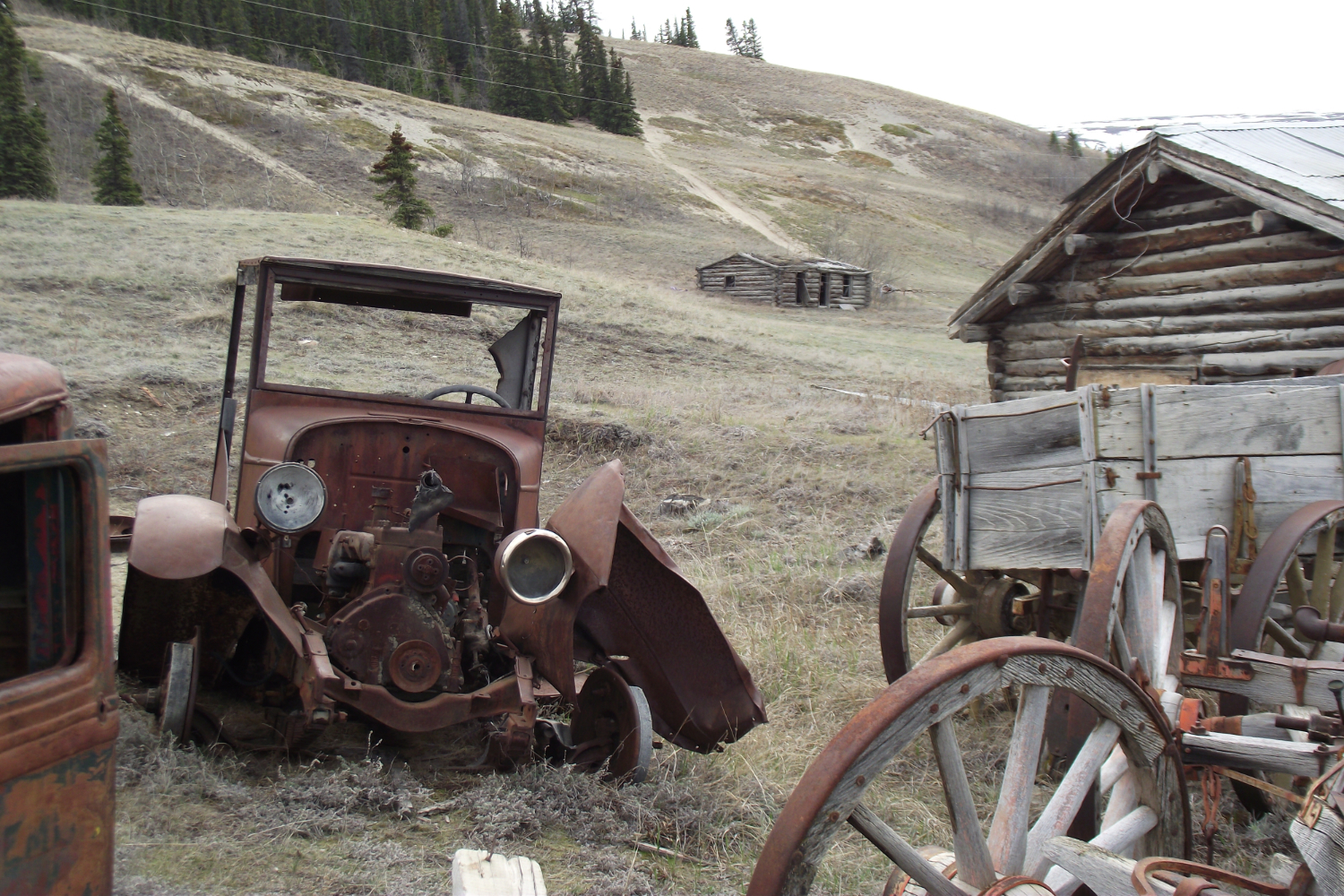 Antique trucks at Champagne, Yukon.