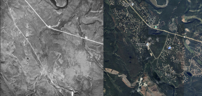Mary Lake in 1946 and 2026.