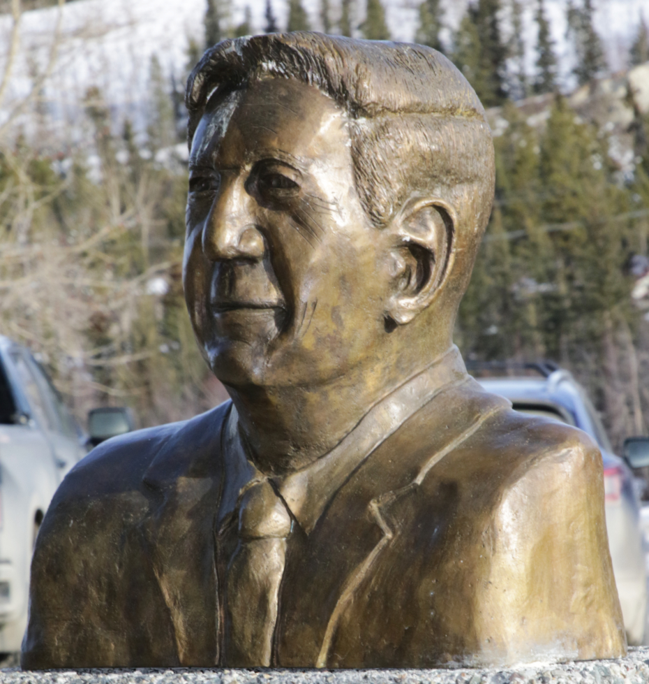 Bronze bust of Erik Nielsen in Whitehorse, Yukon