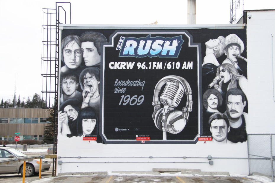 Mural at radio station CKRW in Whitehorse, Yukon