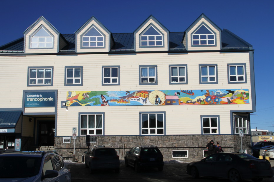 Mural on the Centre de la francophonie in Whitehorse, Yukon
