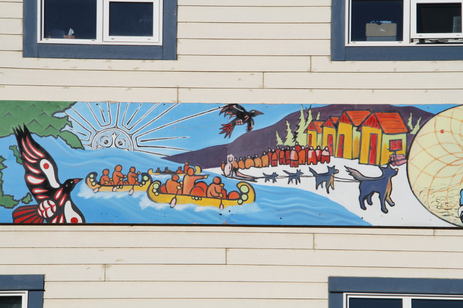 Mural on the Centre de la francophonie in Whitehorse, Yukon