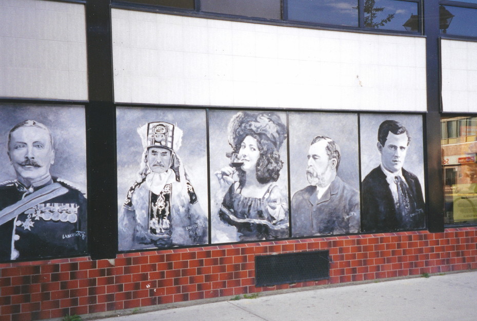 Mural depicting famous Yukoners, by Lance Burton, in Whitehorse, Yukon