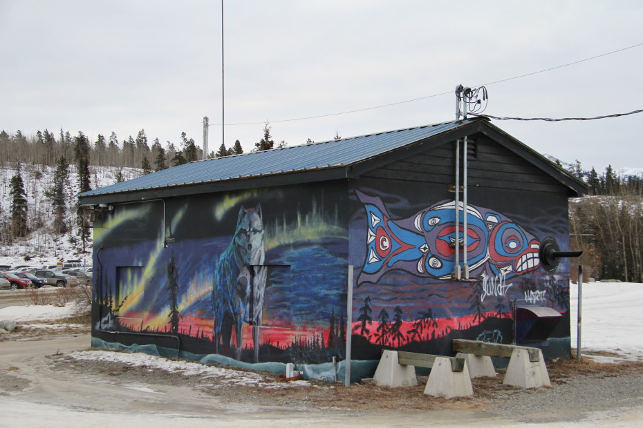 Mural on the Riverdale pumphouse in Whitehorse, Yukon