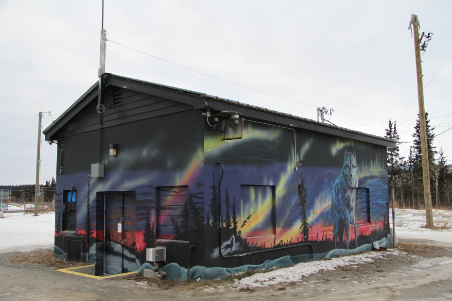 Mural on the Riverdale pumphouse in Whitehorse, Yukon