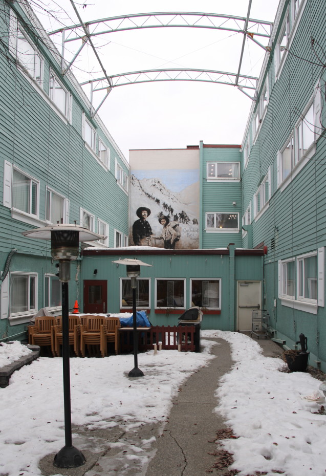 Mural in the Steele Street Patio at the Westmark Whitehorse hotel, Whitehorse, Yukon