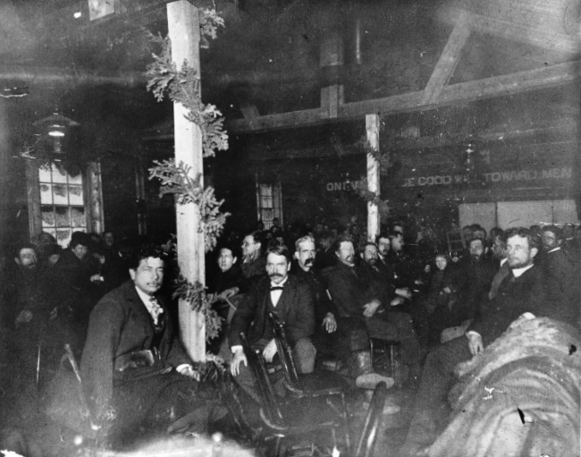 The interior of a church, Whitehorse, Yukon Territory, 1900