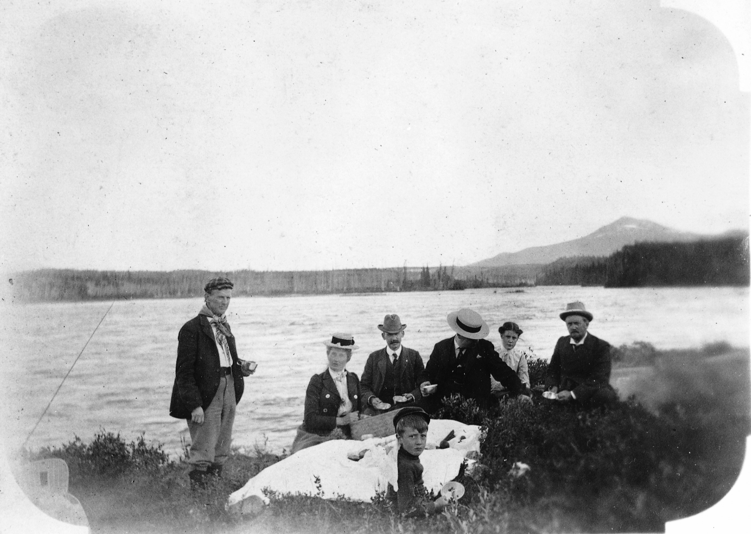 A picnic along the Yukon River at the south end of Whitehorse, Yukon Territory, 1900