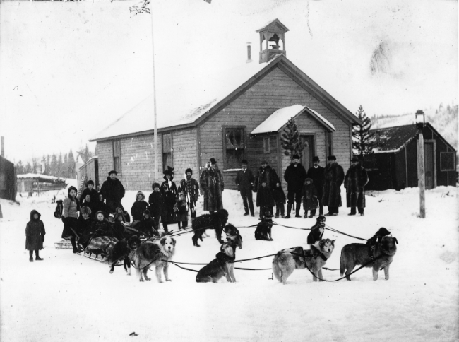 Recreation period at the Presbyterian Church, Whitehorse, Yukon Territory, 1900