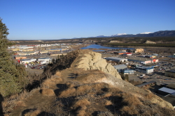A trail along the top of the clay cliffs at Whitehorse, Yukon