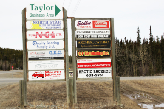 Taylor Industrial community sign - Whitehorse, Yukon