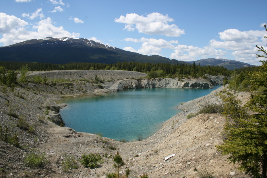 An old mining pit in the Whitehorse Copper Belt at Whitehorse, Yukon