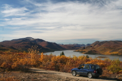 The view over Fish Lake from the road up Mt. McIntyre at Whitehorse
