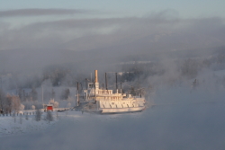 The SS Klondike in an icy fog